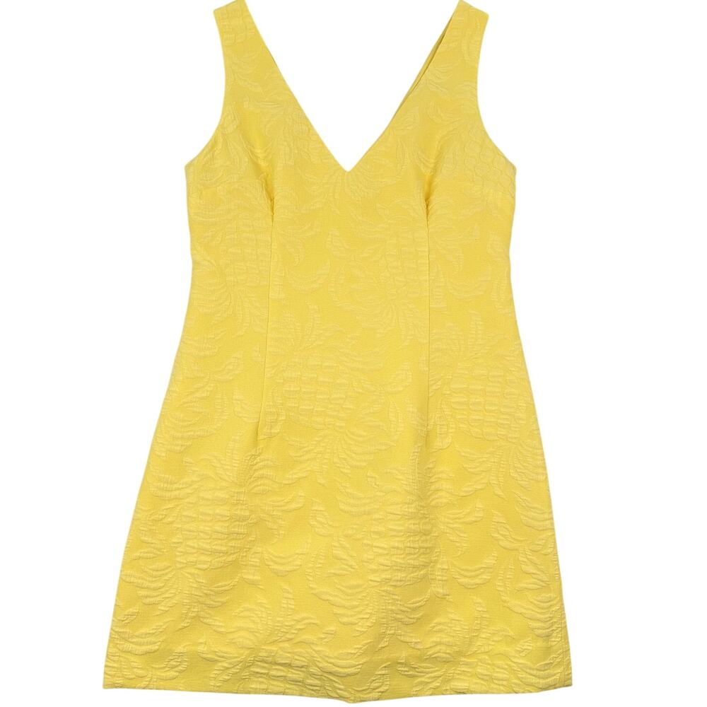Lilly Pulitzer Pineapple Jacquard Textured Mini Shift Dress Sunglow Yellow 10